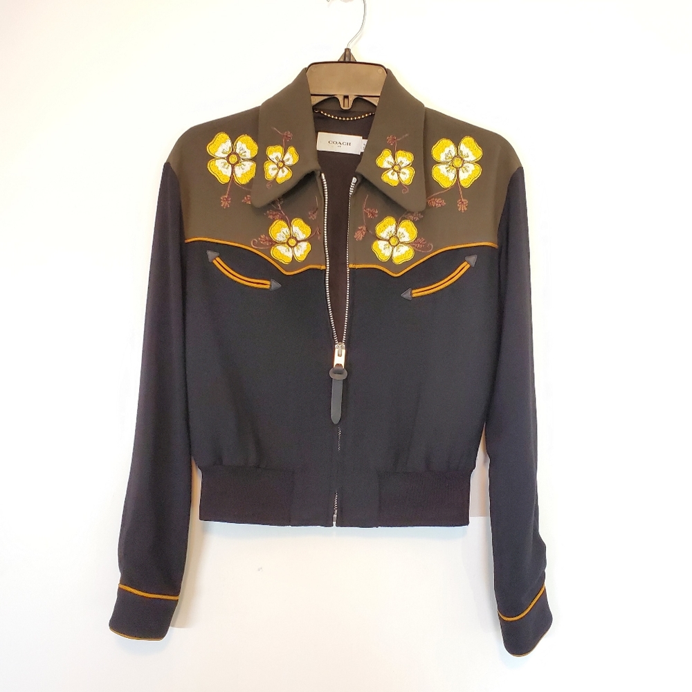 Coach 1941 Embroidered Western Floral Bomber Jacket